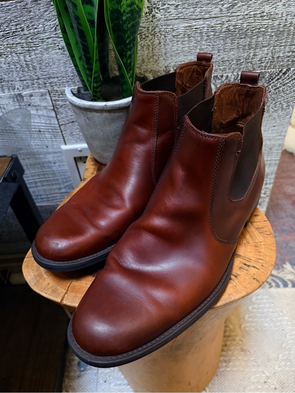 Johnston & Murphy | Low Ankle Leather Dressy Chelsea Boots - Men's 10.5, Roan/Br